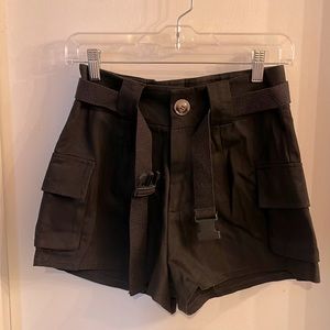 Black Cargo Shorts w/ Fabric Belt
